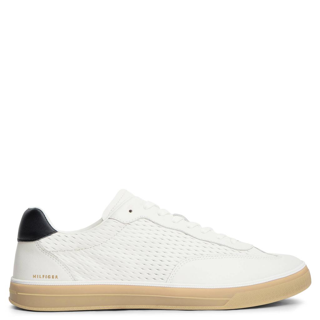 Witte heren Tommy Hilfiger leren sneakers - met veters