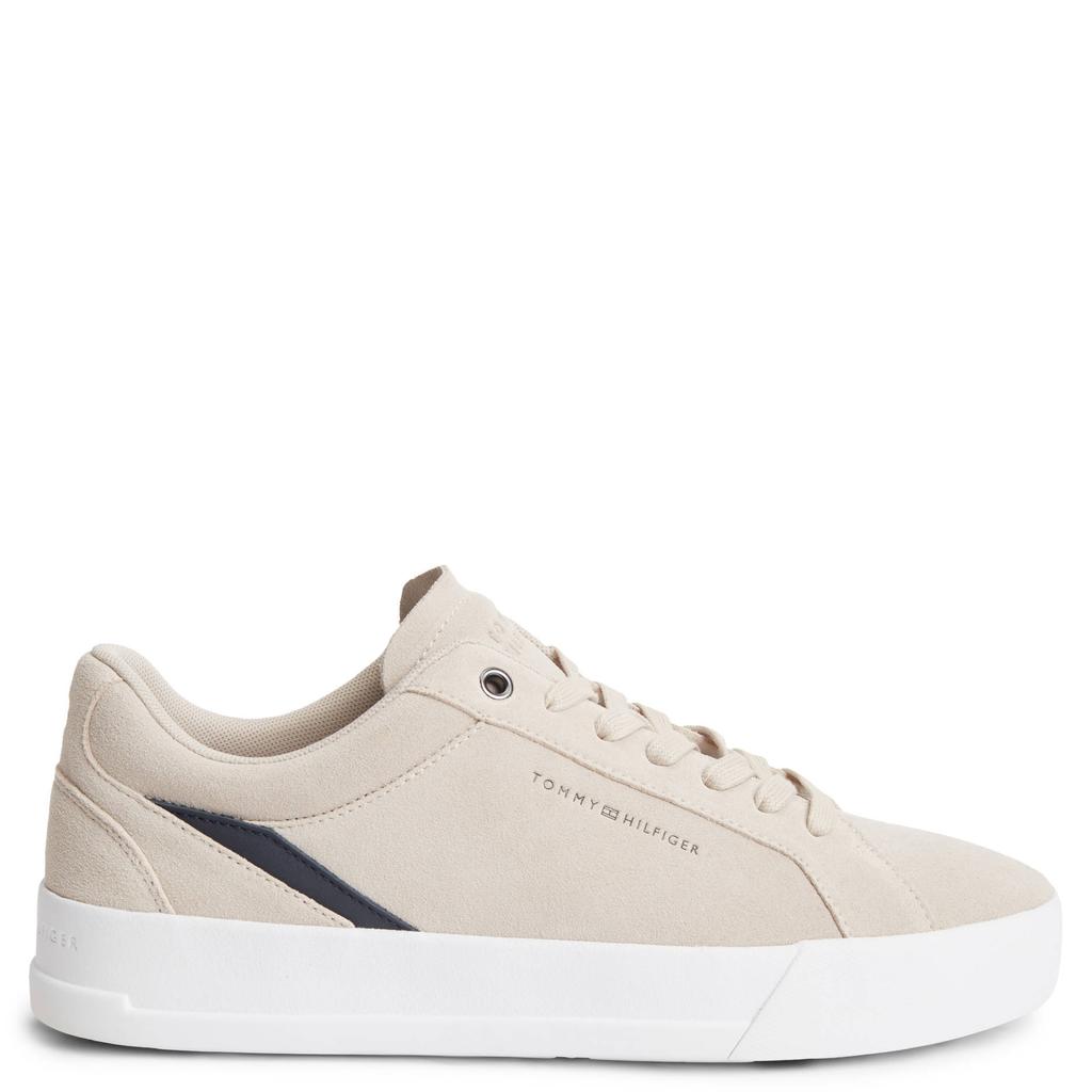 Beige heren Tommy Hilfiger suède sneakers - met veters
