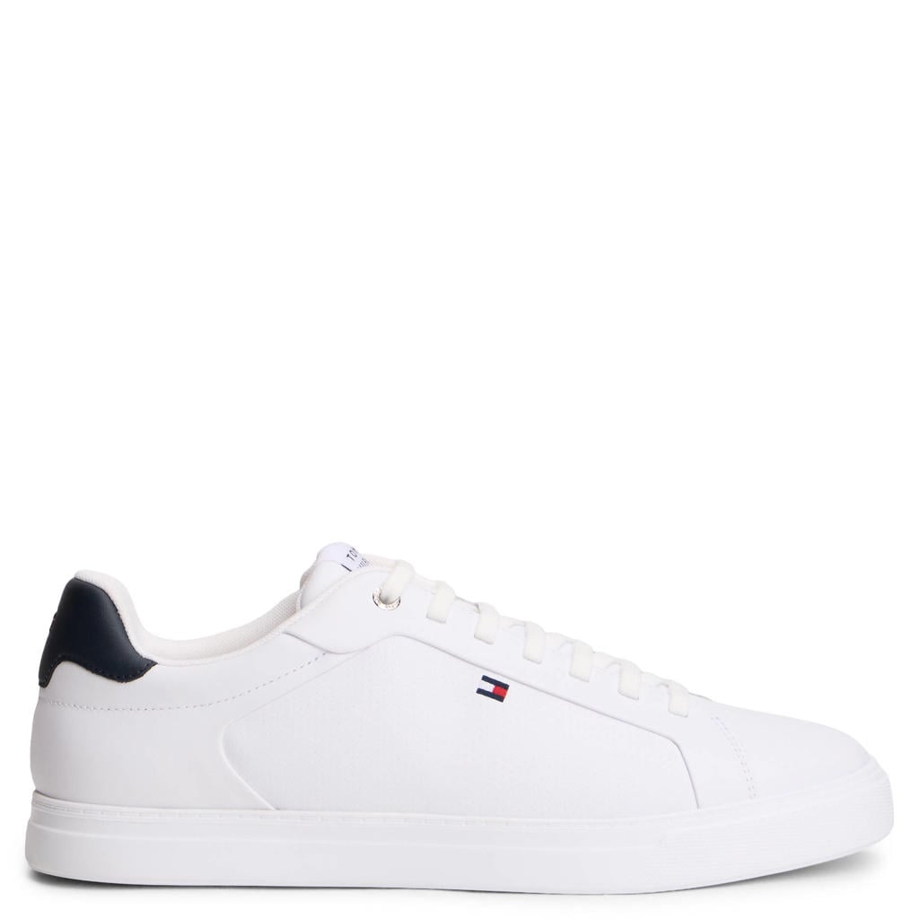 Witte heren Tommy Hilfiger leren sneakers met veters