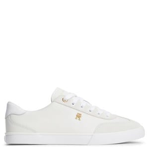 leren sneakers met logo - ecru