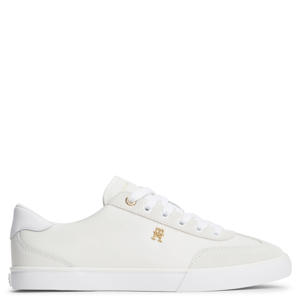 leren sneakers met logo - ecru