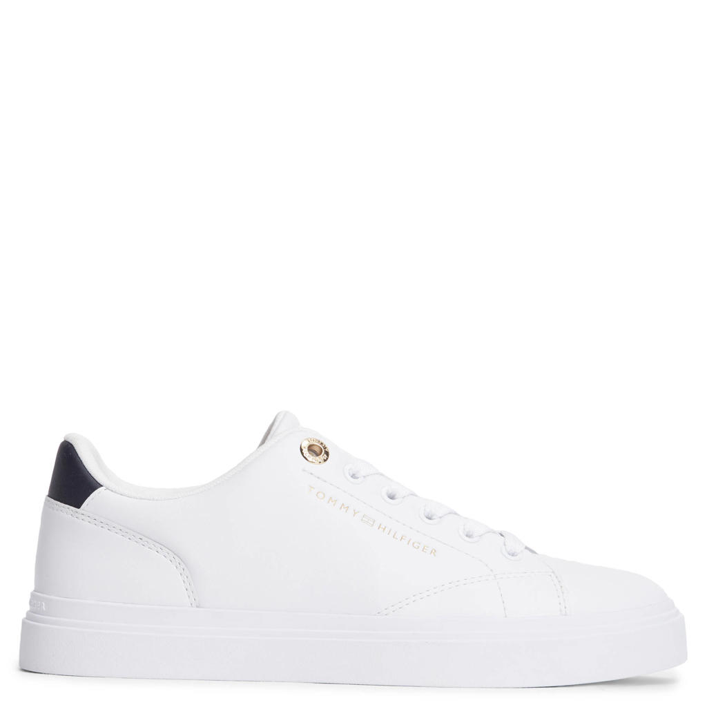 Witte dames Tommy Hilfiger leren sneakers met veters
