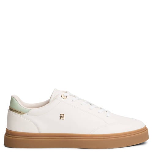 Tommy Hilfiger leren sneakers wit/mintgroen