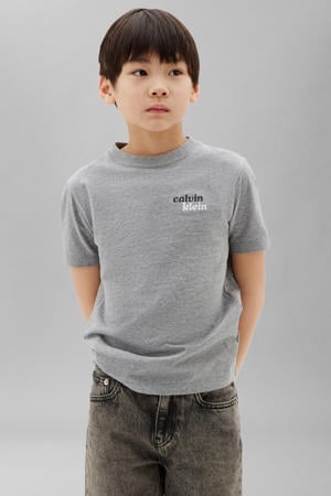 T-shirt met backprint - grijs melange