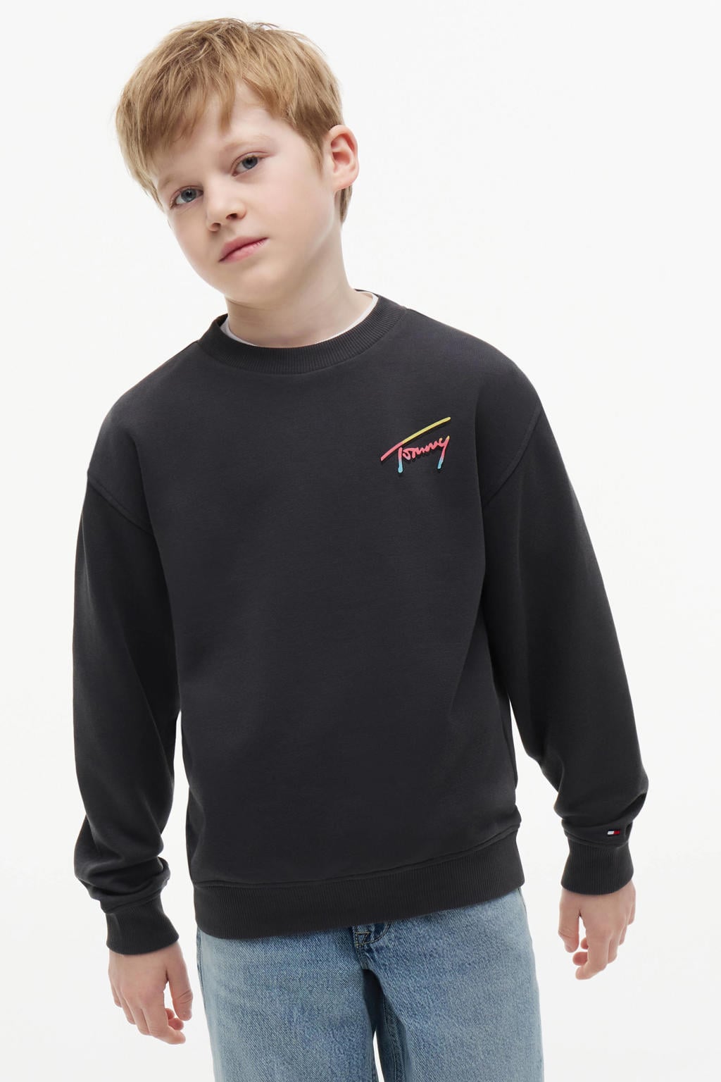 Tommy Hilfiger sweat sweater met backprint - zwart