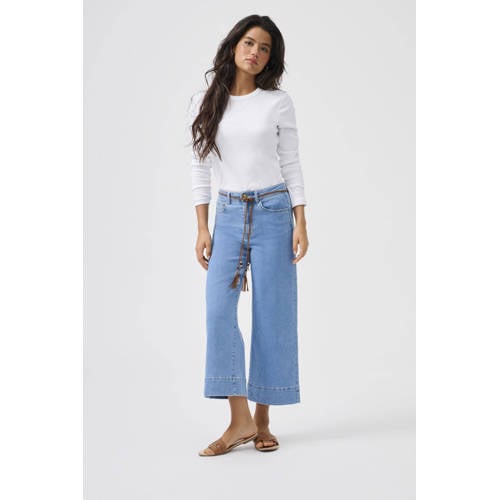 ONLY Onlmadison Hw Belt Wd Crp Dnm Gua165Noos high waist wide leg jeans medium blue denim afbeelding