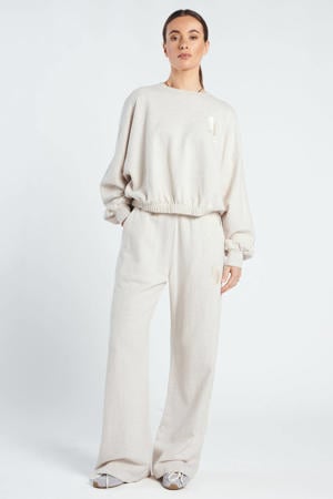wide leg regular waist casual broek beige