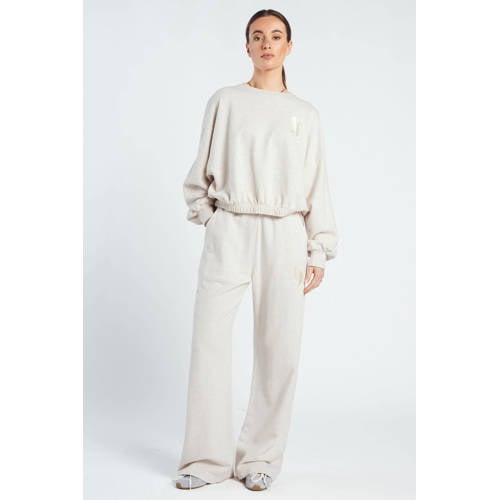 Spooq the label wide leg regular waist casual broek beige afbeelding