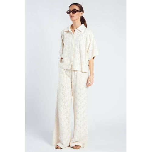 Spooq the label wide leg high waist gebloemde broek ecru afbeelding
