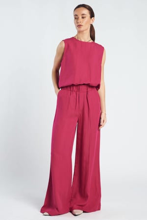 wide leg high waist broek fuchsia