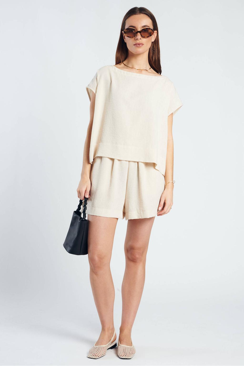 Beige dames Spooq the label regular waist van viscose met loose fit en effen