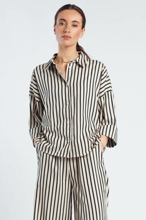 oversized gestreepte blouse - zwart
