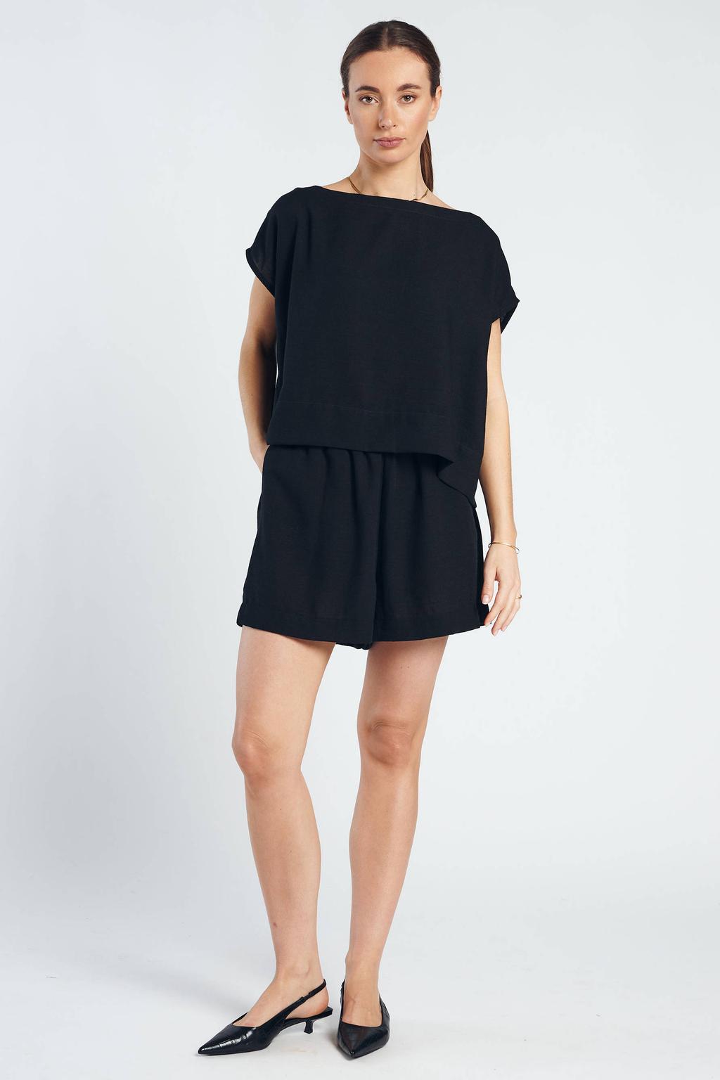 Zwarte dames Spooq the label regular waist van viscose met loose fit en effen