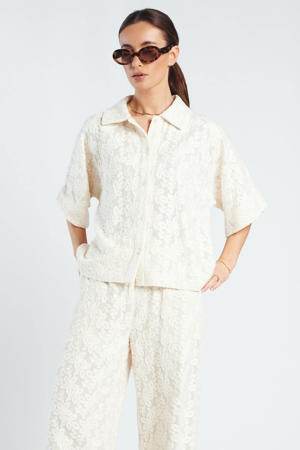 gebloemde blouse ecru