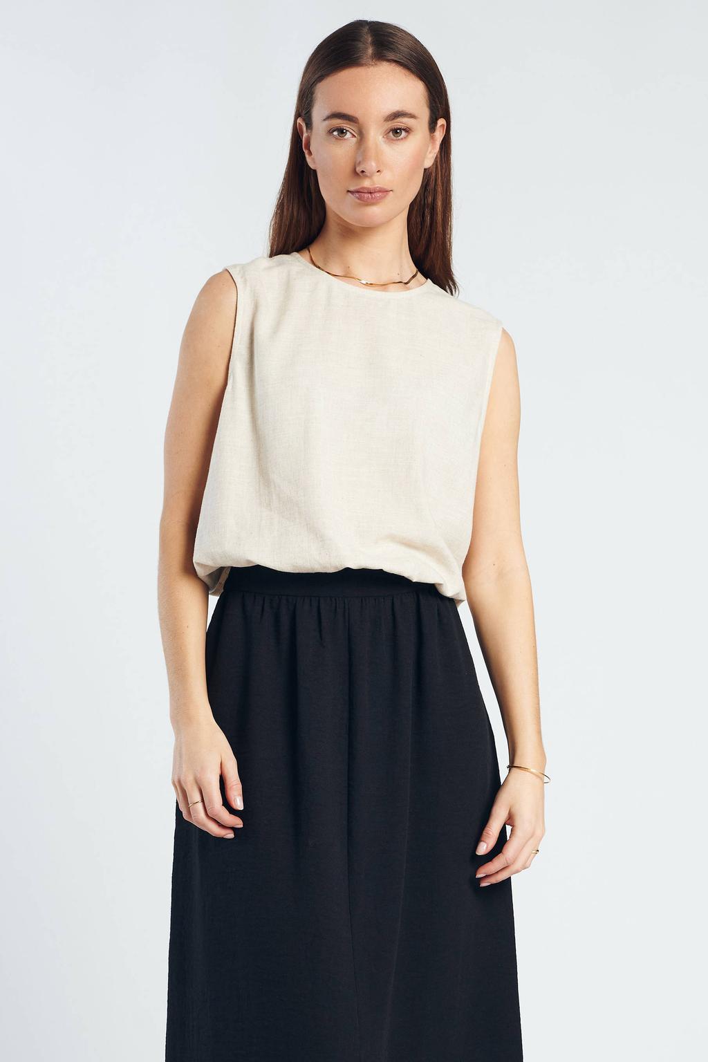 Beige dames Spooq the label top van viscose met effen en ronde hals
