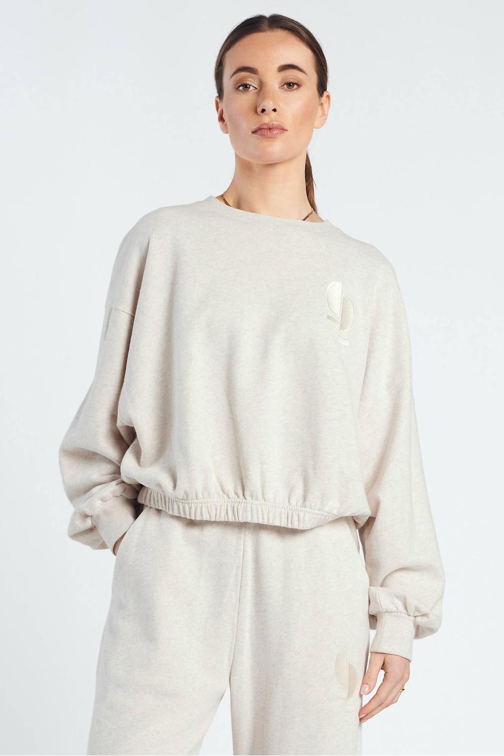 Beige dames Spooq the label sweater met logo dessin, lange mouwen en ronde hals
