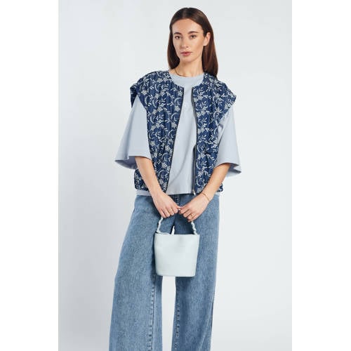 Spooq the label gebloemde bodywarmer dark blue denim afbeelding