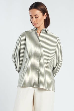 gestreepte blouse olijfgroen