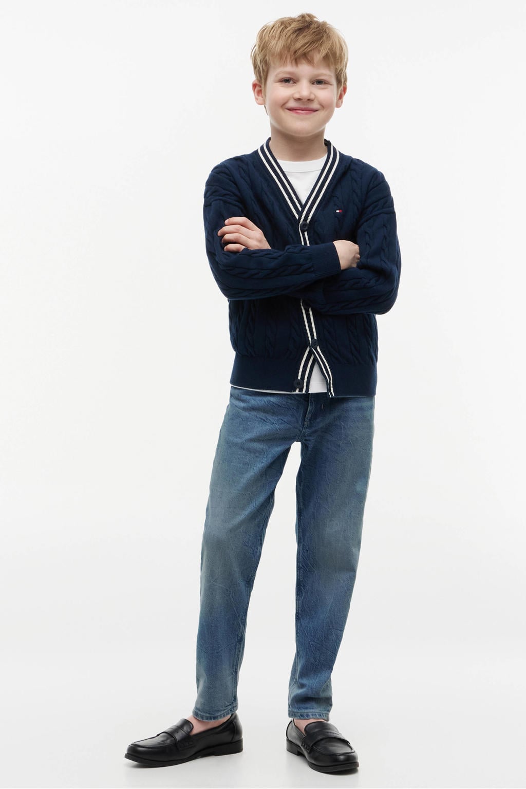 Light blue denim jongens Tommy Hilfiger regular fit jeans van denim met effen