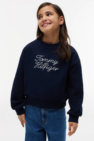 sweater met borduursels - donkerblauw