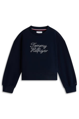 sweater met borduursels - donkerblauw