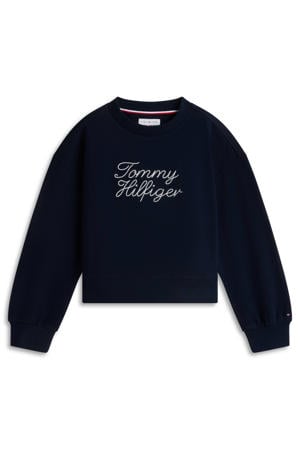 sweater met borduursels - donkerblauw
