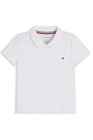 polo met golvende afwerking - wit