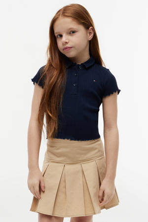 polo met golvende afwerking - donkerblauw
