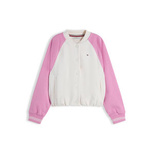 bomberjack met elastische boord en backprint - roze