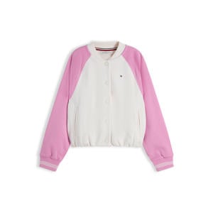 bomberjack met elastische boord en backprint - roze