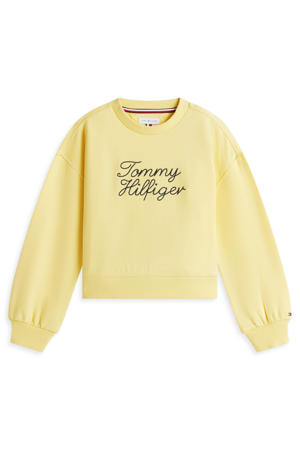 sweater met borduursels en tekstopdruk - geel