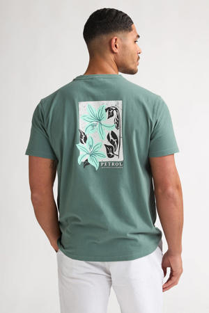 regular T-shirt met backprint groen
