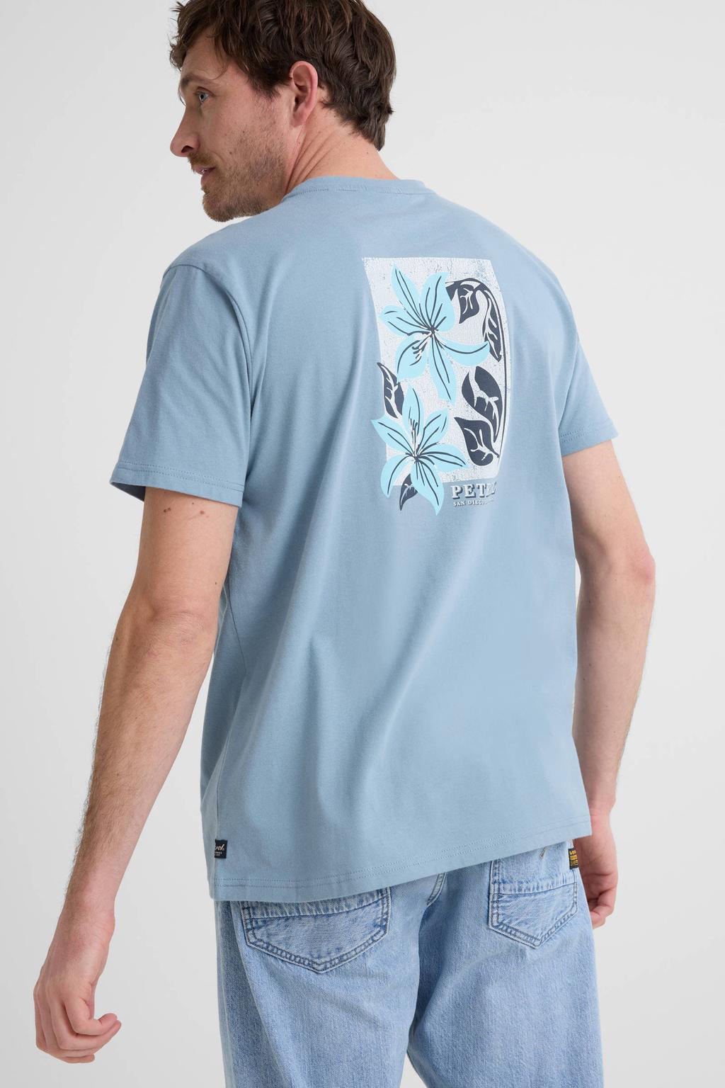 Petrol Industries regular T-shirt met backprint grijsblauw