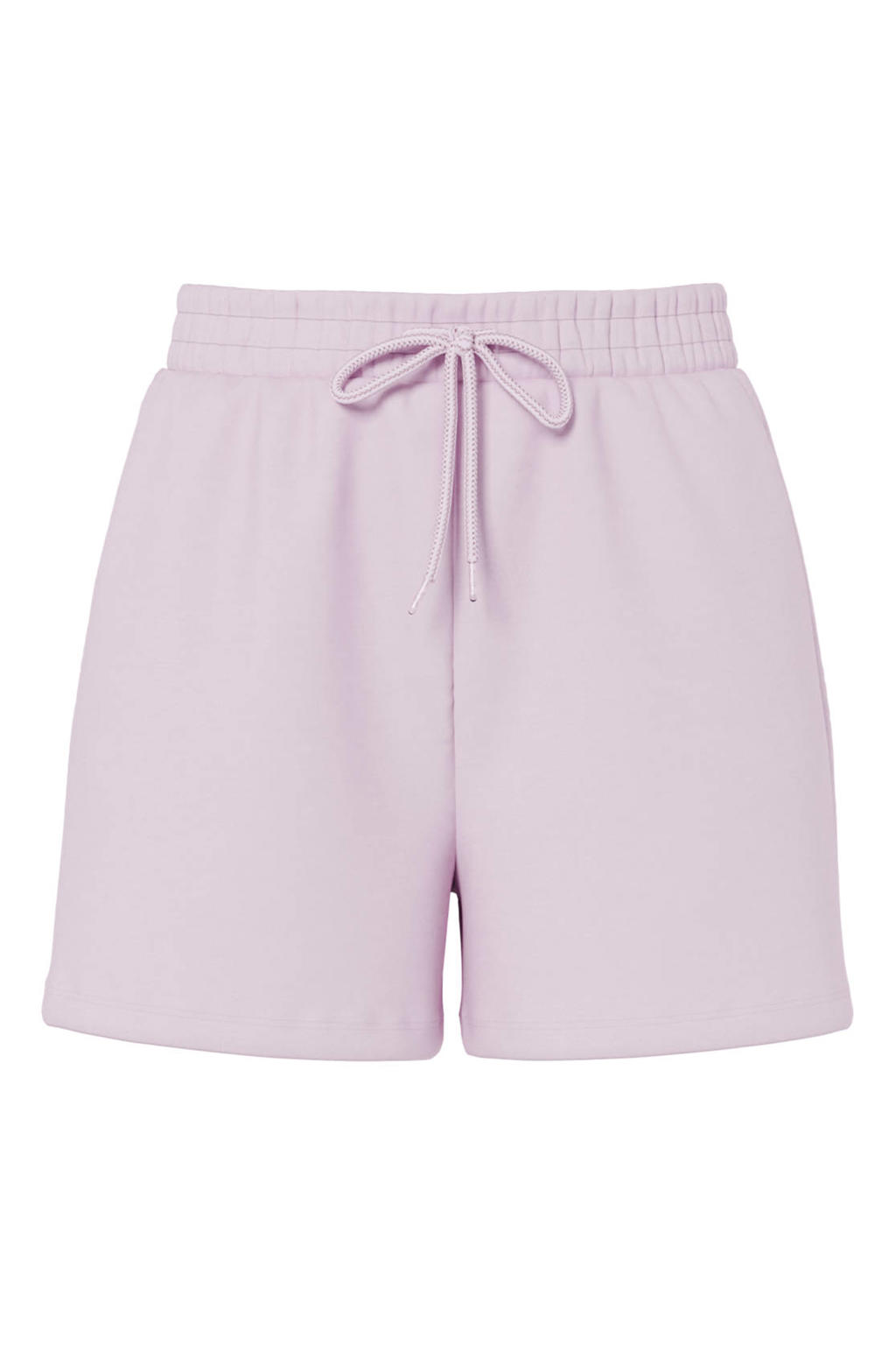 Lilakleurige dames PIECES Curve regular high waist casual short van katoen met trekkoorden en effen