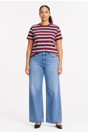 gestreept T-shirt donkerrood