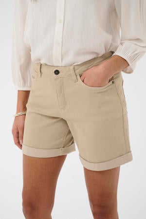 denim regular waist short beige
