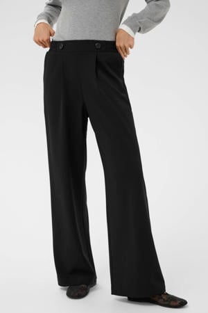 straight high waist pantalon zwart