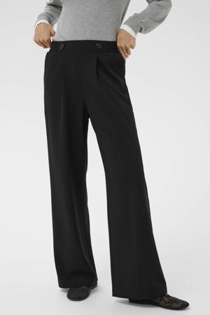 straight high waist pantalon zwart