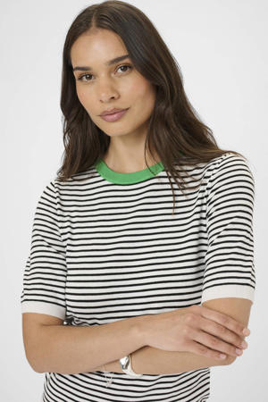 gestreepte T-shirt zwart fijn gebreid