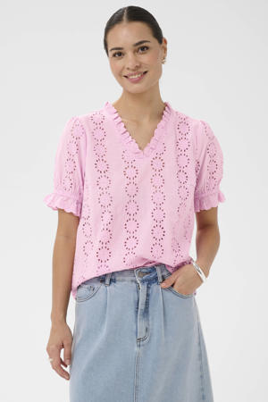 blousetop roze broderie