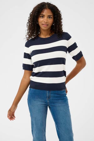 gestreepte top donkerblauw/wit