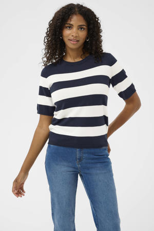 gestreepte top donkerblauw/wit