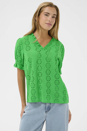 blousetop groen broderie