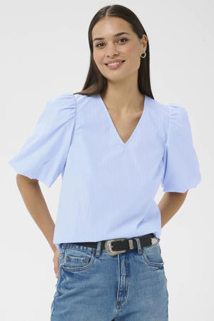 blousetop met krijtstreep lichtblauw