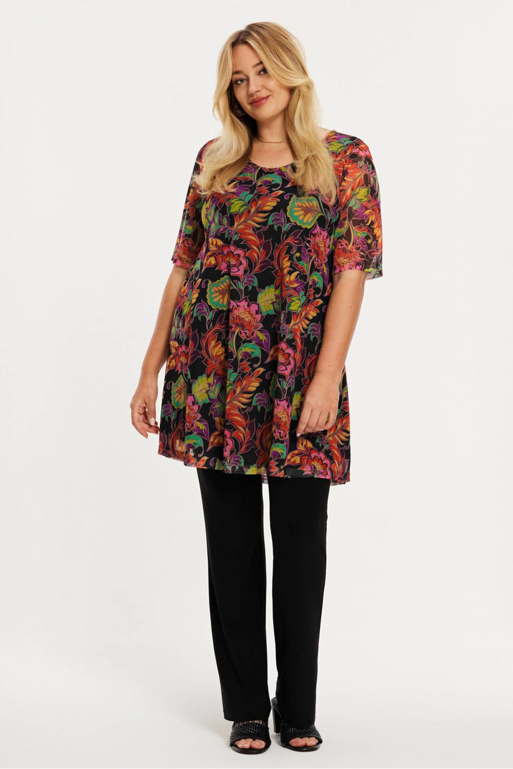 YOEK gebloemde tuniek multi