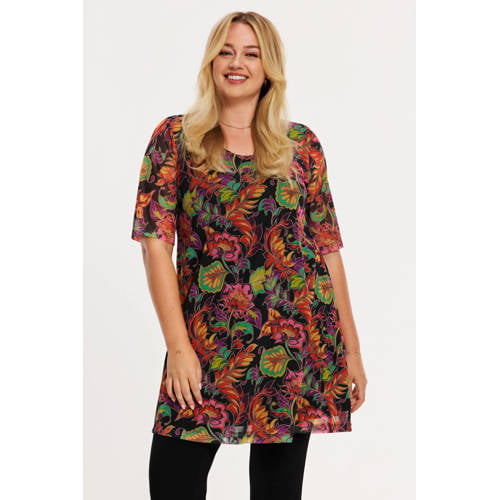 YOEK gebloemde tuniek multi afbeelding