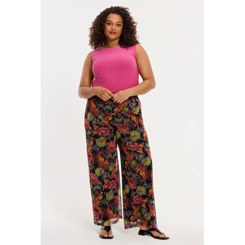 YOEK wide leg regular waist gebloemde broek multi afbeelding