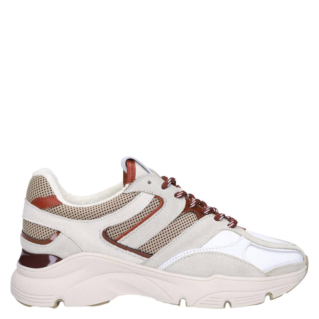 Grijze dames Manfield chunky leren sneakers met veters