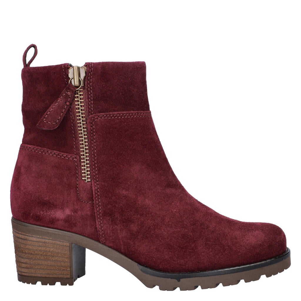 Gabor Comfort suede enkellaarzen blokhak bordeaux