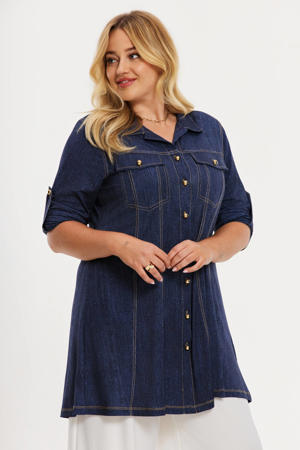 denim blouse dark blue denim